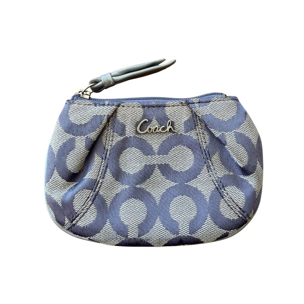 Coach Y2K Signature C Mini Skinny Zip‎ Coin Purse Purple Jacquard Card holder